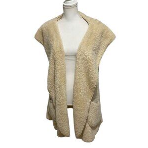 Zenana Outfitters Teddy Hoodie Vest L Monochrome Boho Athleisure Cozy‎ Hippie